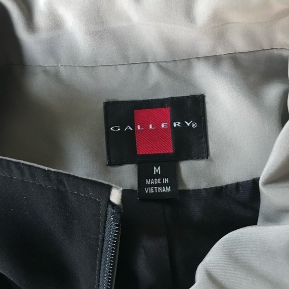 GALLERY Black & Taupe Trench Coat Raincoat detach Hood Size Medium 37” Length - Picture 8 of 16